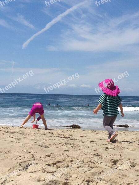 Beach Girls Sand Sky Young