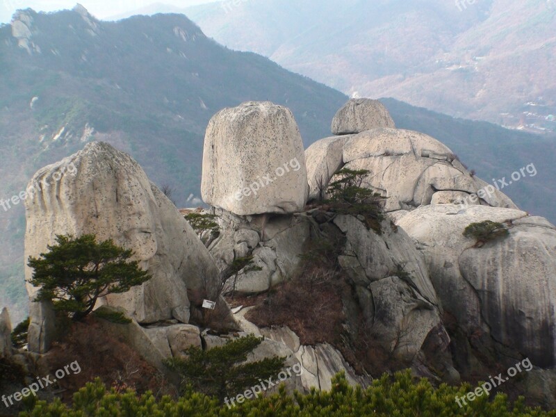 Bukhansan Mountain Ridge Rock Free Photos