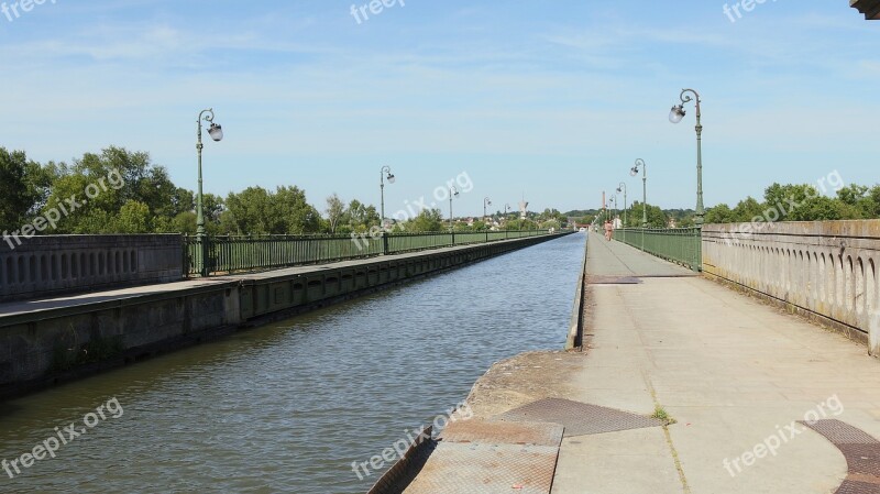 Aqueduct Briare Navigation Water Courses Sky