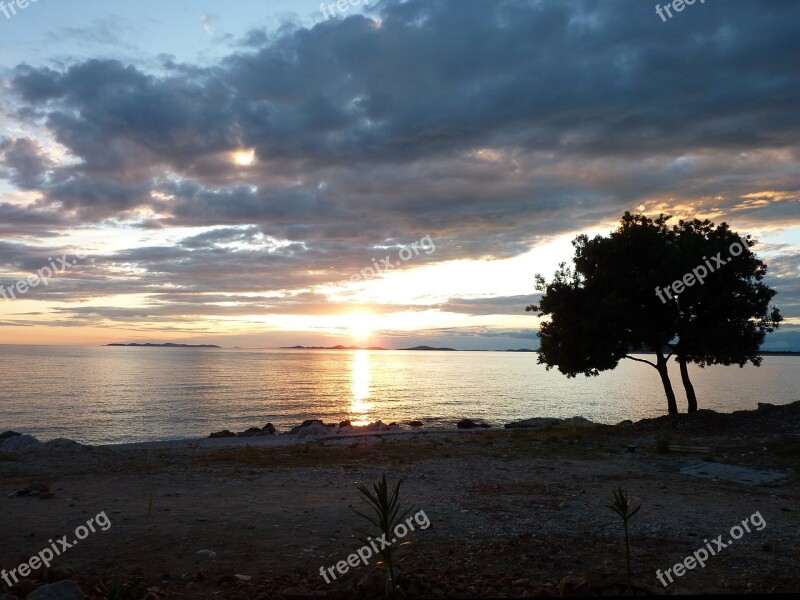 Sunset Croatia Landscape Twilight Abendstimmung