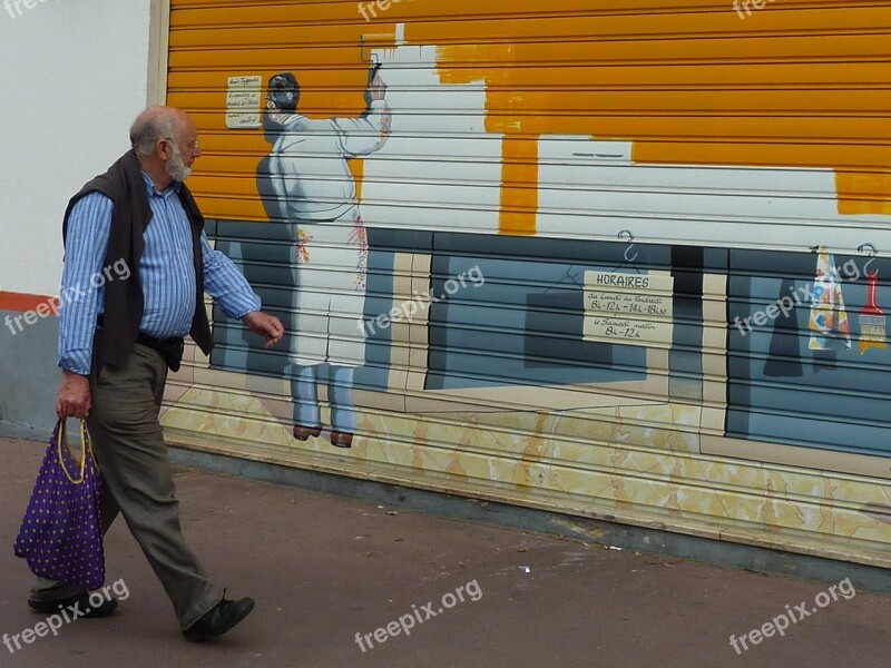 Painting Business Gate Façade Pedestrian Painting Graffiti