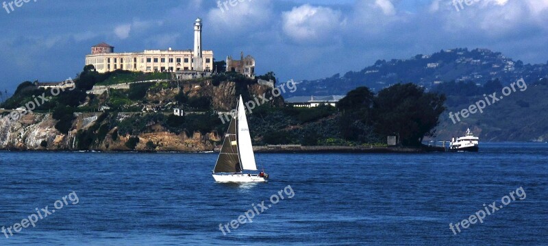 Alcatraz San Francisco Prison Jail Sailboat