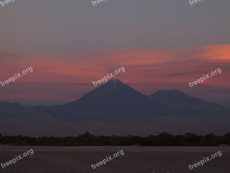 Atacama Volcanoes Chile Desert Sunset