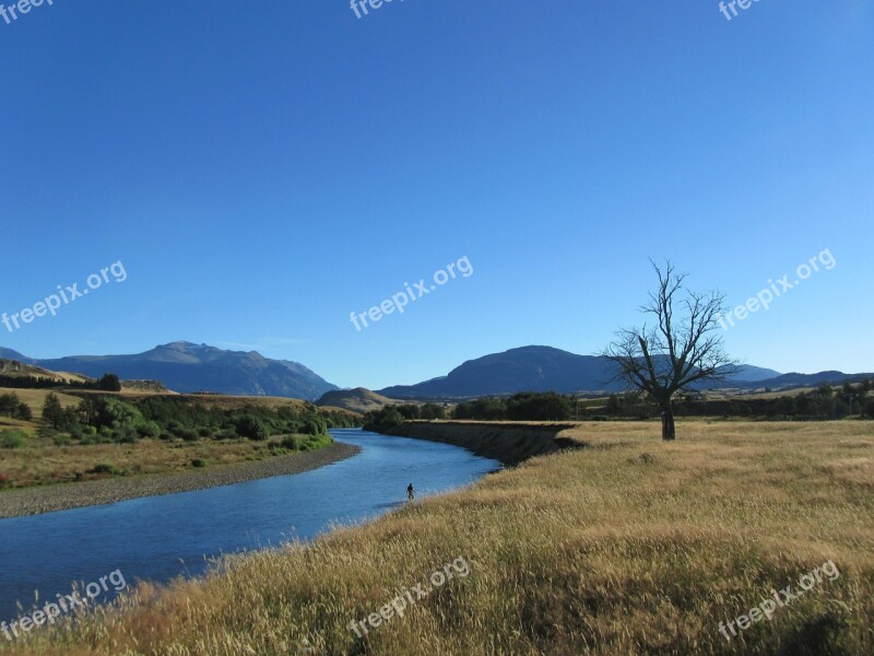 Chile River Mountains Tree Landscape