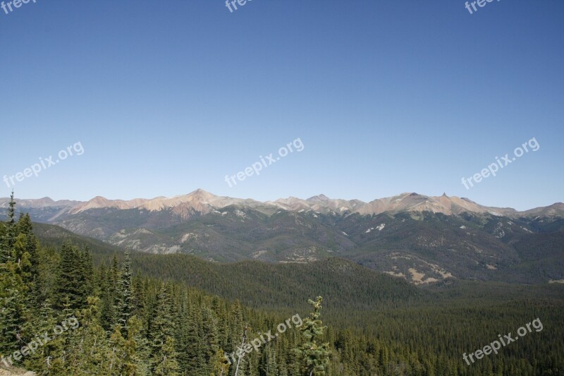 Chilcotin Mountains Canada Distant View Blue Sky Mountains