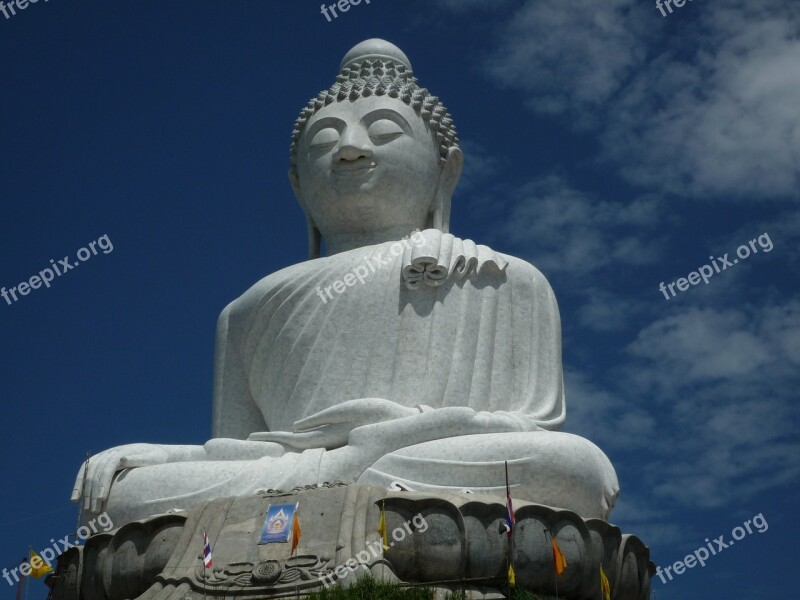 Buddhist Statue Big White Thailand