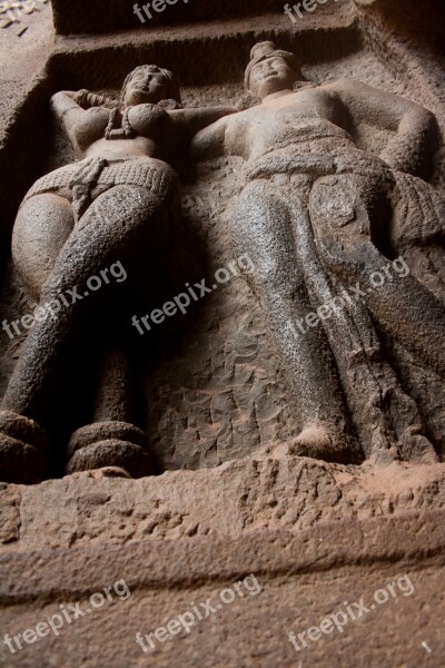 Karla Caves Buddhism Caves Stone Carvings India