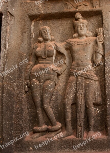 Karla Caves Buddhism Caves Stone Carvings India