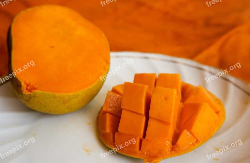 Mango Fruit Sliced Exotic Orange