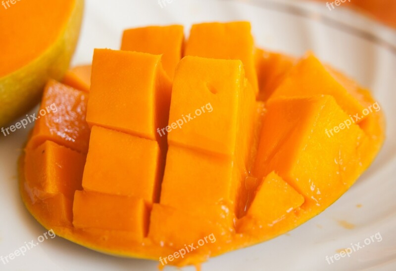 Mango Fruit Sliced Exotic Orange