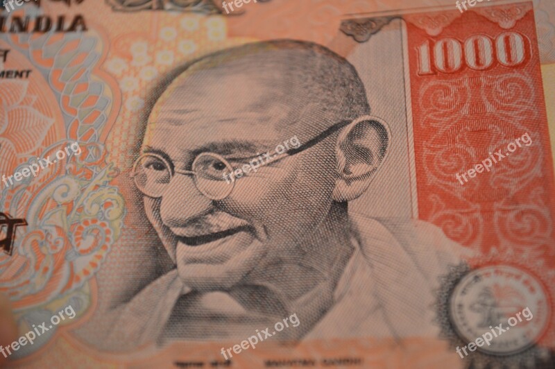 Rupees Mahatma Gandhi Thousand Banknote Bill