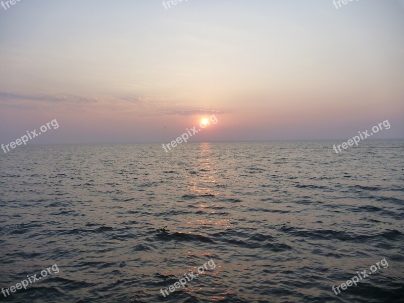 Ocean Sunset Sea Calm Dusk