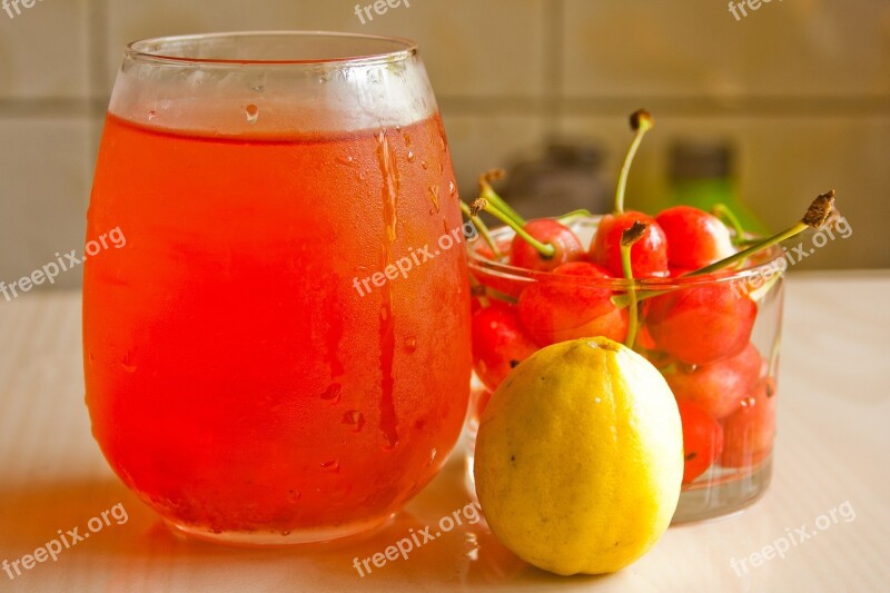 Cherries Juice Lemon Fresh Refreshments