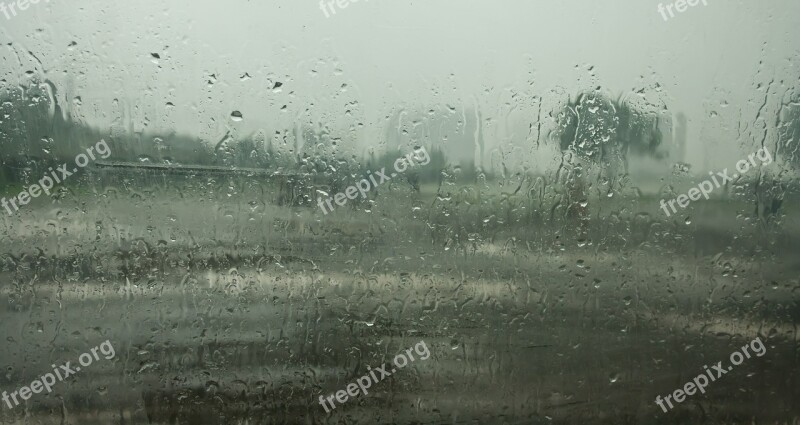 Monsoon Raindrops Rain Glass Wet