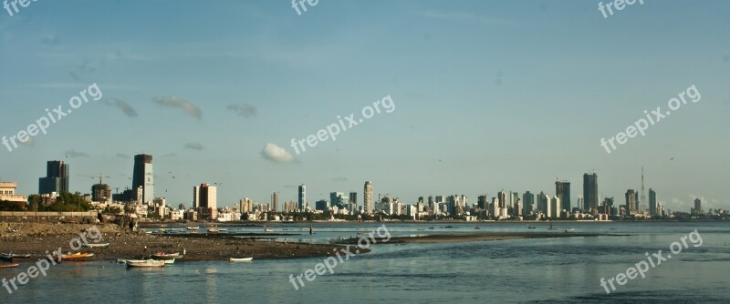 Mumbai Bombay Skyline Bay Ocean