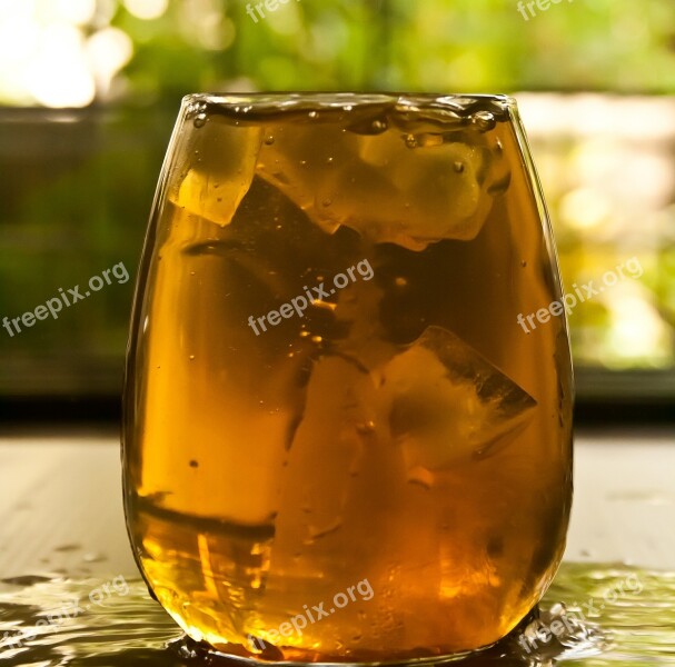 Ice Cubes Liquid Beverage Drink Glass