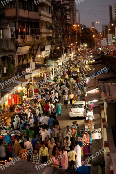 Crowded Street Mumbai Bombay Crowd