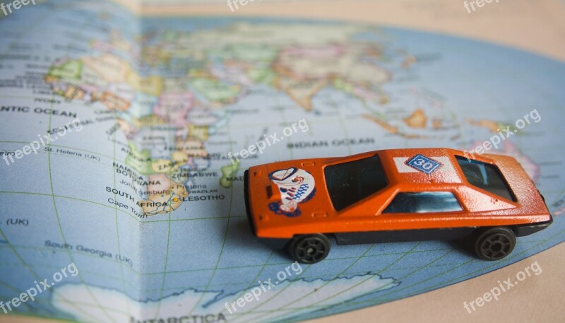 Road Trip World Map Toy Car Auto