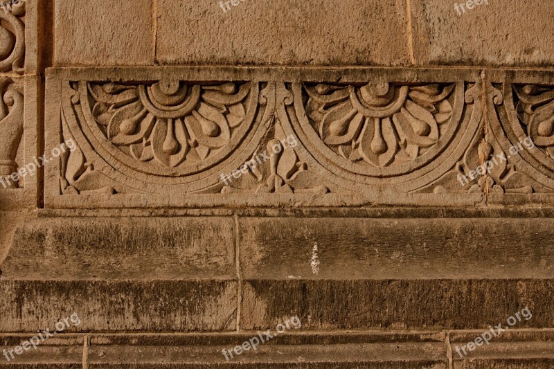 Carvings Stone Wall Ancient India