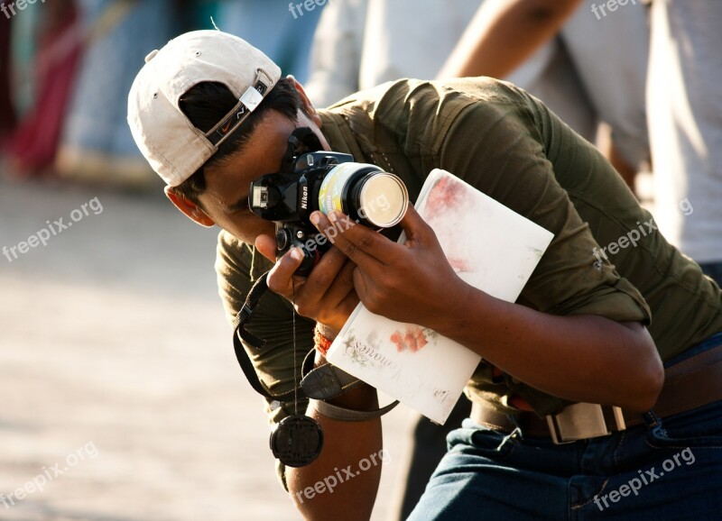 Photographer Camera Taking Pictures India Indian