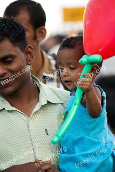 Child Balloon Father Happy Childhood