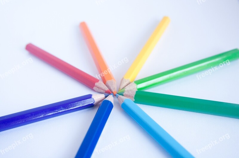 Pencils Spectrum Colors School Education