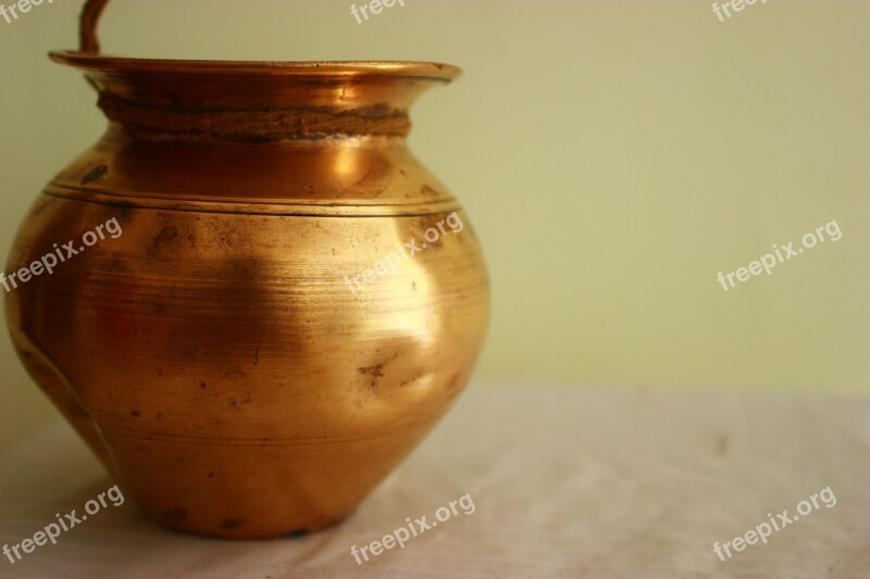 Copper Pot Vessel Antique Old