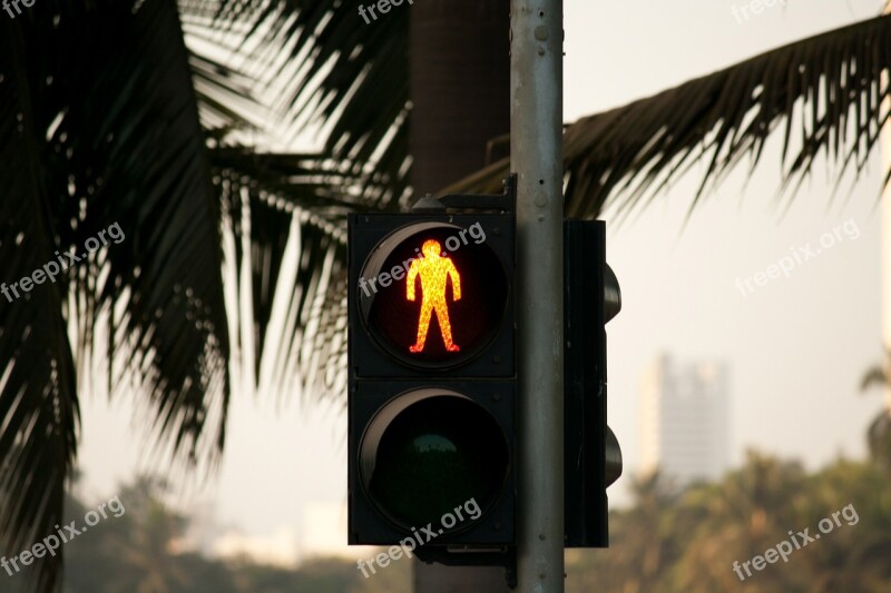 Traffic Lights Red Stop Don't Walk Signal