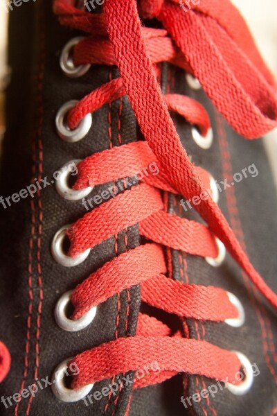 Converse Laces Black Shoes Red