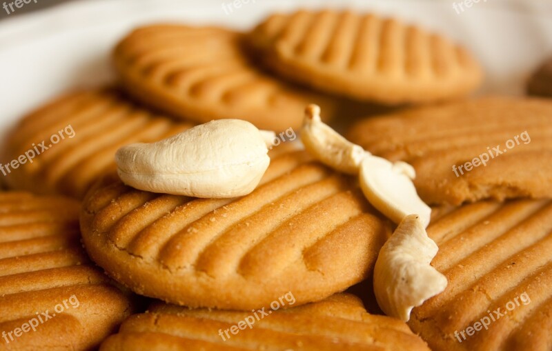 Biscuits Cashews Cookies Baked Food