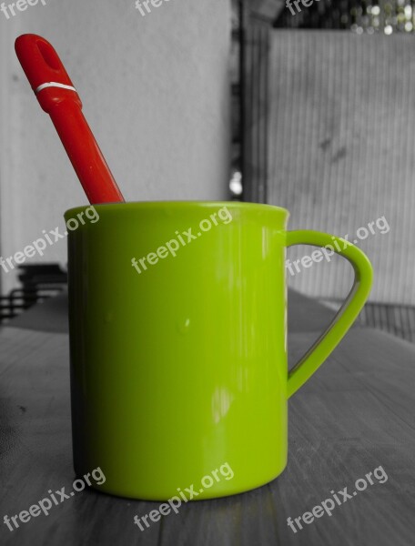 Green Cup Spoon Red Free Photos