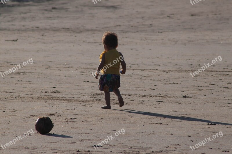 Toddler Child Walking Beach Sands