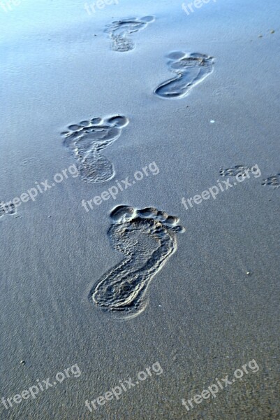 Footsteps Sand Traces Barefoot Footprint