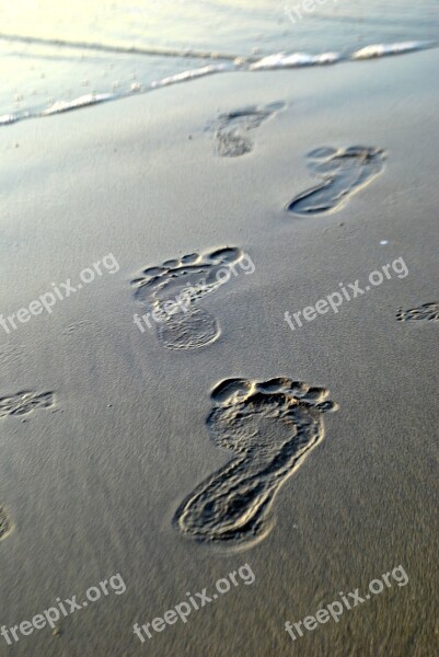 Footsteps Sand Traces Barefoot Footprint