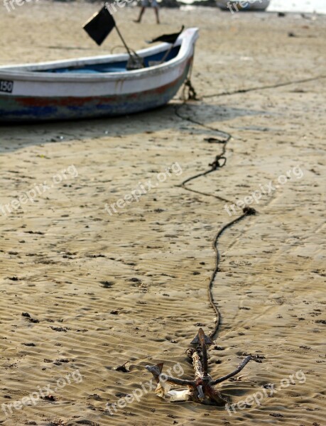 Anchor Boat Sand Beach Dry