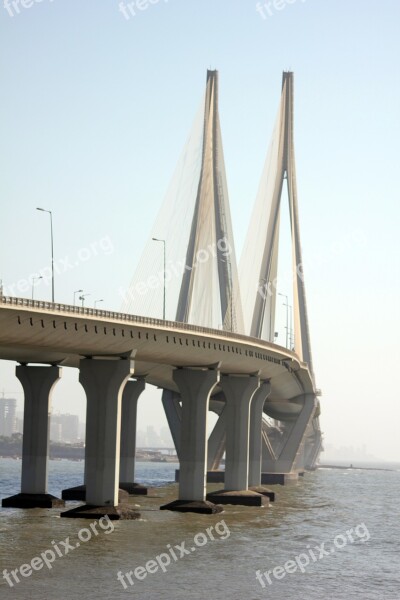 Suspension Bridge Mumbai Bridge Sea Free Photos