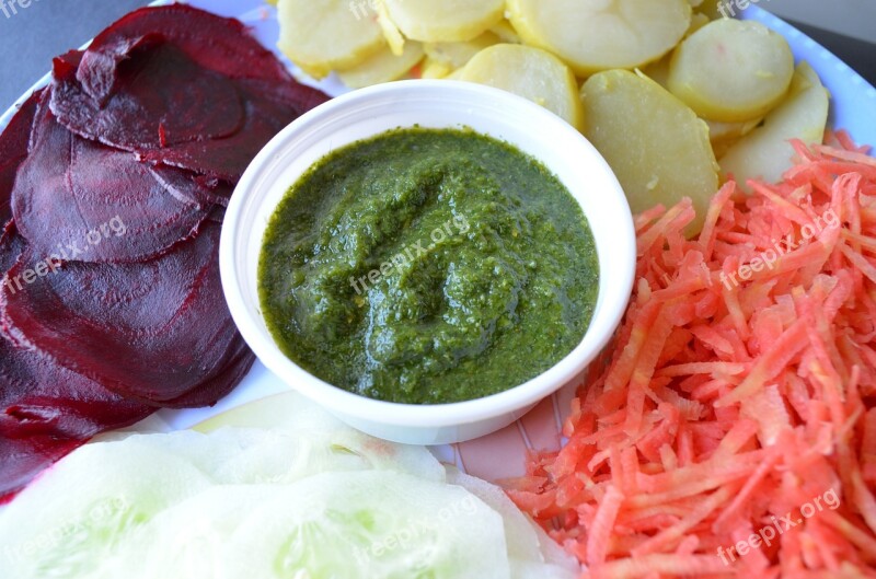 Chutney Indian Food Sauce Salad Platter