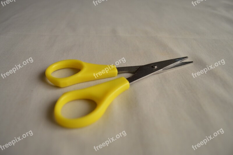 Scissors Yellow Stationery Cut Free Photos