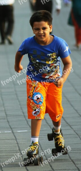 Roller Skating Boy Skating Young Sport