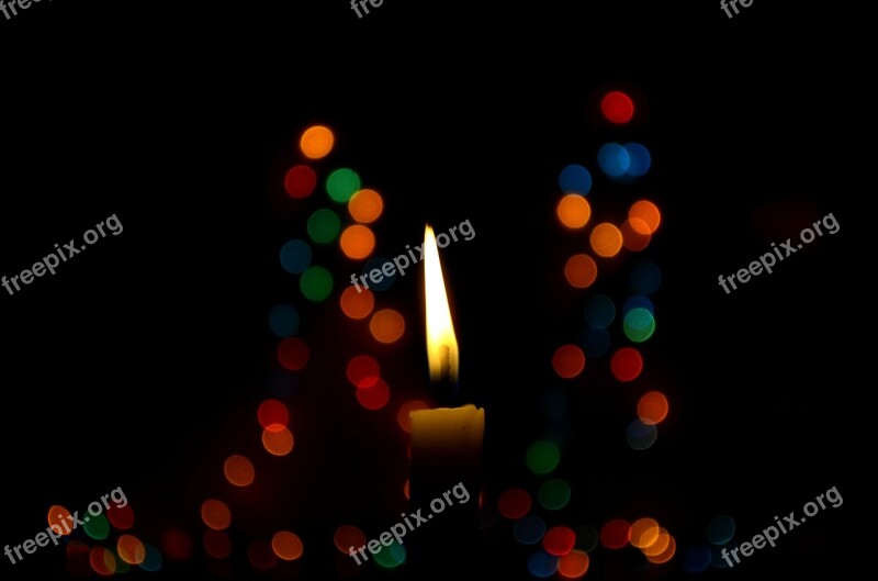 Candle Bokeh Christmas Lights Blue