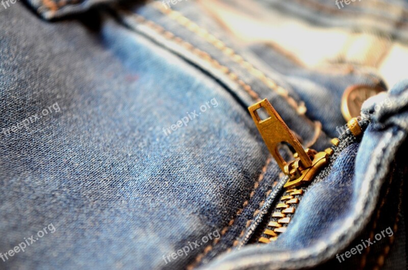 Zip Zipper Fly Jeans Blue