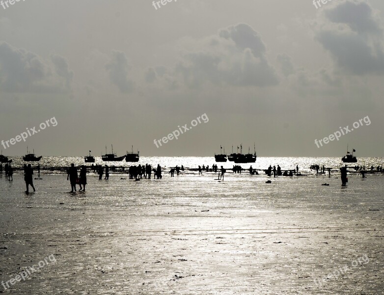 Beach People Ocean India Boats