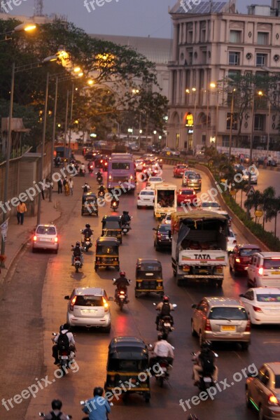 Mumbai Street City Traffic Rickshaws