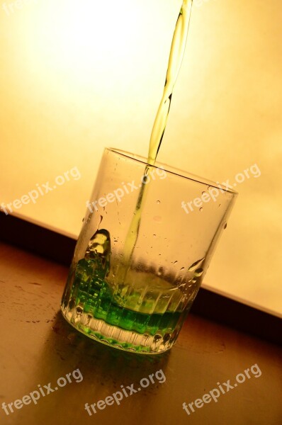 Liquid Green Juice Glass Splash