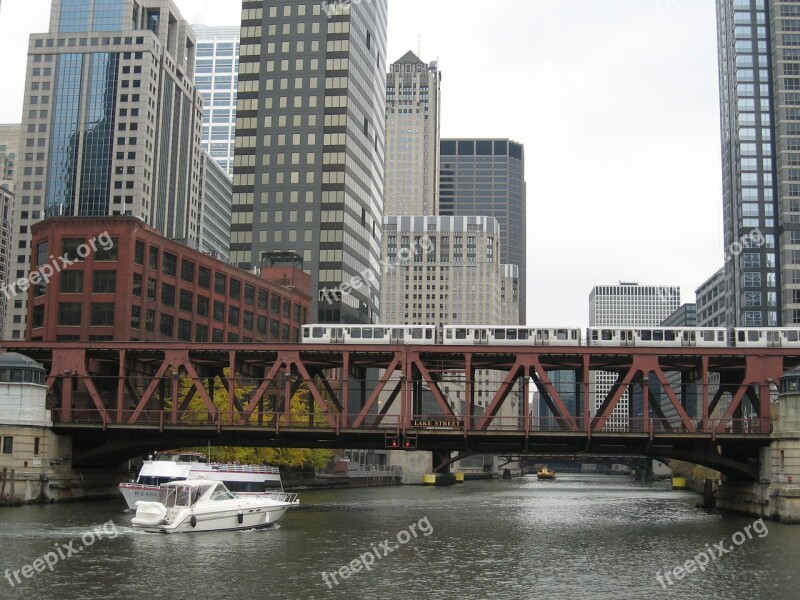 Chicago River Canal Bridge Urban