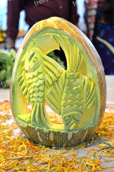 Pumpkin Carved Fruit Decoration Arts