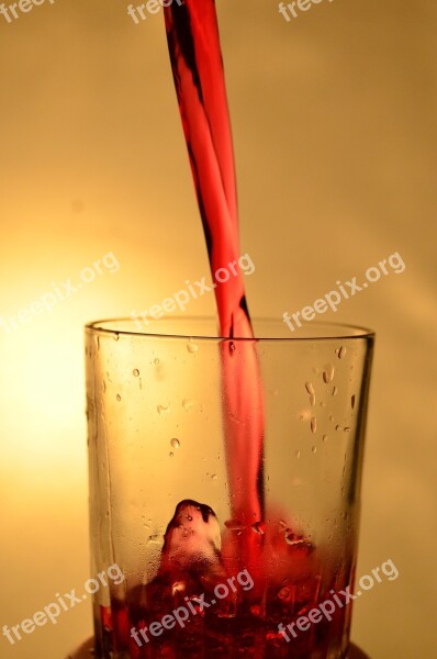 Glass Liquid Red Pouring Alcohol