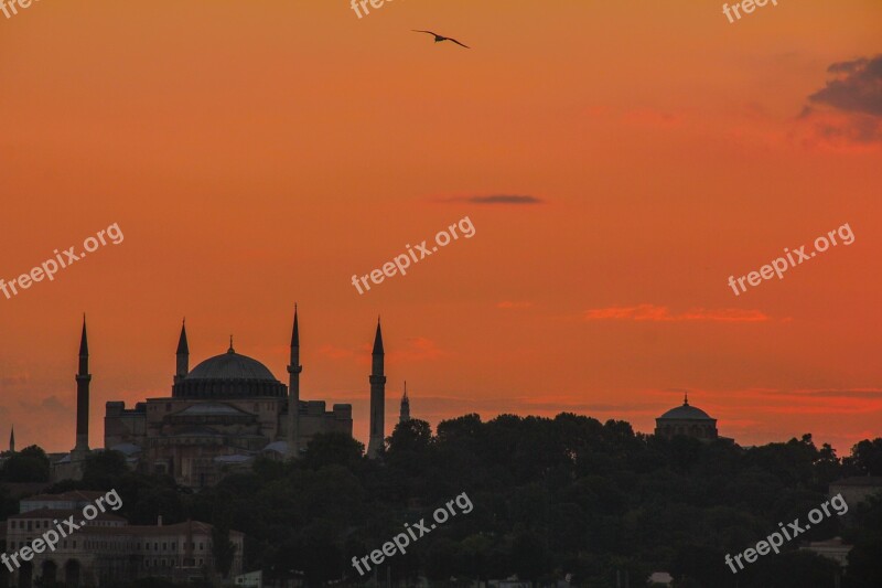 Sunset Hagiasophia Istanbul Islam Turkey