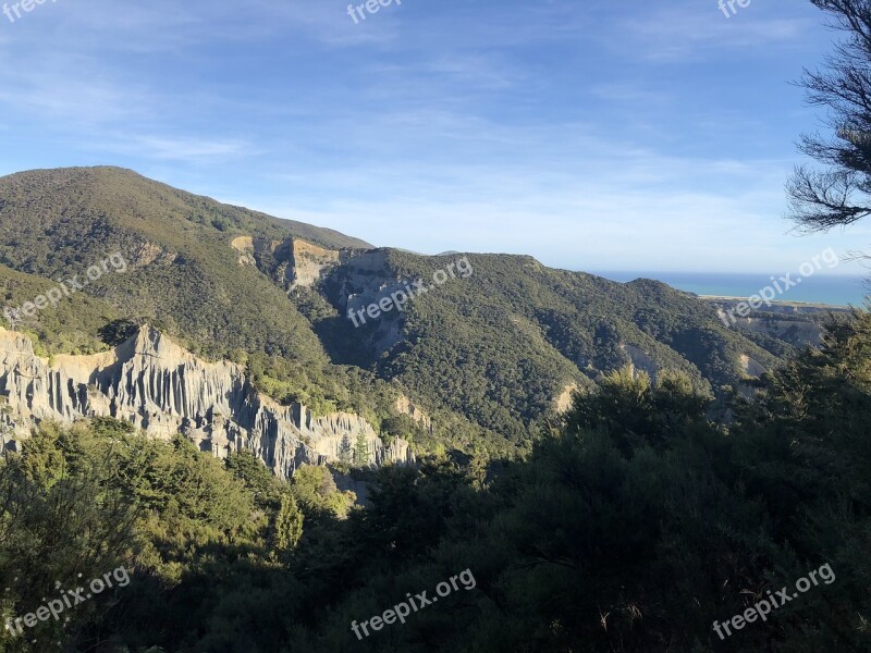 Mountain New Zealand Sea Landscape Nature