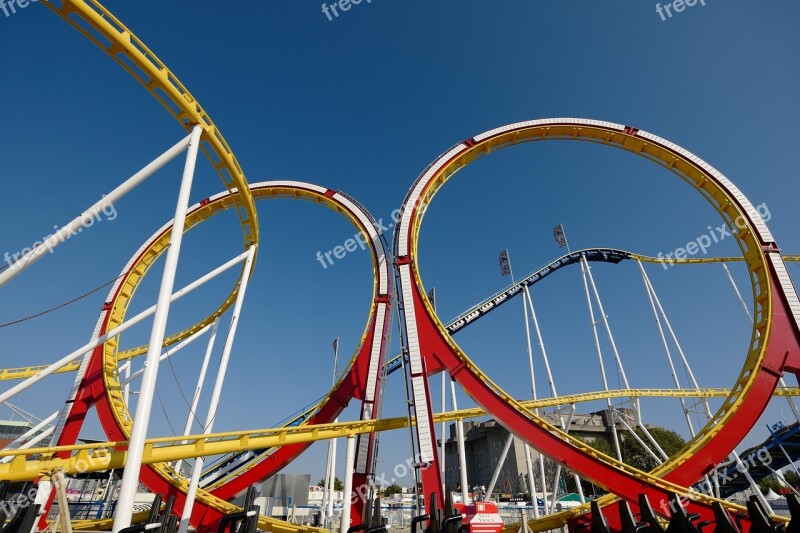 Roller Coaster Summer Sky Attraction Fun